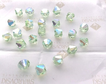 50 pieces Swarovski #5301 5mm Crystal Chrysolite AB Bicone Faceted Beads