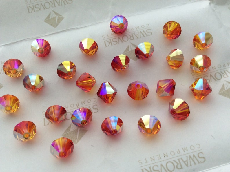 Swarovski 5301 Crystal Fire Opal AB Bicone Faceted Beads 4mm 6mm 8mm Etsy