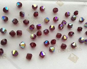 Swarovski #5301 Crystal Siam AB Bicone Faceted Beads 4mm 5mm