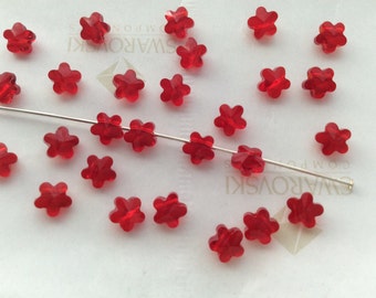 30 pieces Swarovski #5744 6mm Crystal Light Siam Red Flower Faceted Beads