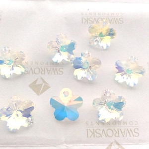 8 pieces Swarovski #6744 14mm Crystal AB Faceted Flower Pendants Charms Beads