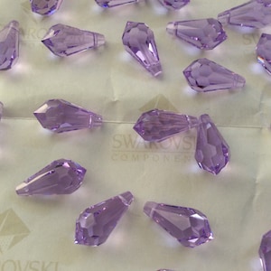 12 pieces Swarovski #6000 11x5.5mm Crystal Violet Teardrop Faceted Pendant Beads