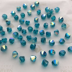 Swarovski #5301 Crystal Blue Zircon AB Bicone Faceted Beads 4mm 6mm