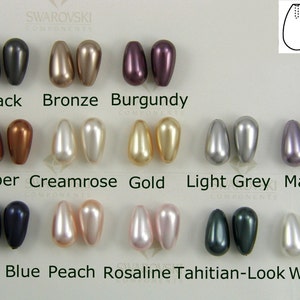 10 pieces Swarovski #5816 15x8mm Crystal Pearls Half-Drilled Tear Drop Pendants Beads CHOOSE COLORS