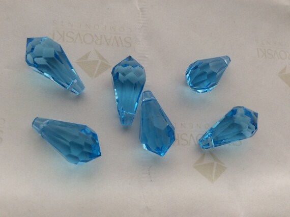 JET SWAROVSKI® Crystal Teardrop Pendants ART#6000 15x7.5mm Faceted 16 Pcs