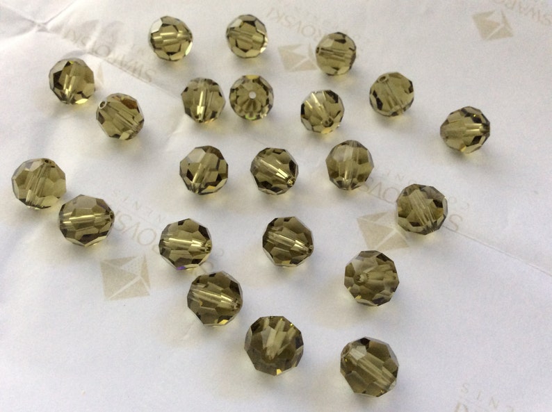 Swarovski 5000 Crystal Khaki Round Ball Faceted Beads 6mm 8mm image 1