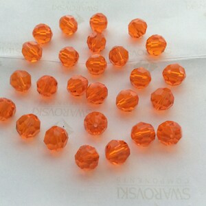 Swarovski #5000 Crystal Sun Orange Round Ball Faceted Beads 4mm 8mm