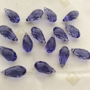 4 pieces Swarovski #6010 Crystal Tanzanite 13x6.5mm Briolette Teardrop Pendants Faceted Beads
