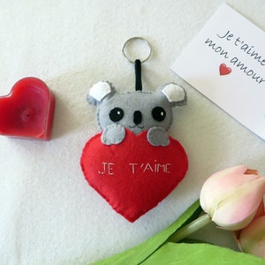 Koala plush, in a heart, in felt, handmade, love gift image 1
