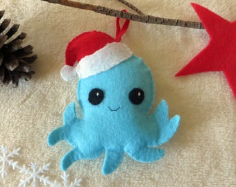 Felt Christmas octopus, decoration to hang in your Christmas tree