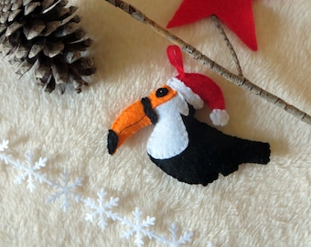 Décoration de Noël tropicale, toucan, en feutrine, fait main, pour sapin de Noël