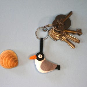 Felt seagull key ring, seabird bag charm