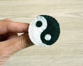 Yin and yang brooch, handmade felt, small Zen gift