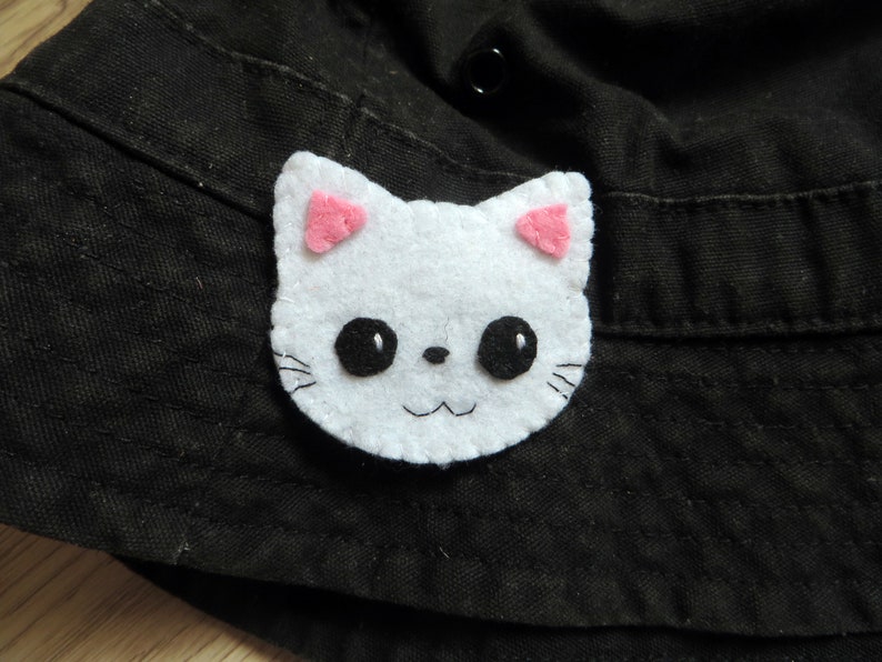 Broche feutrine, chat blanc, kawaii, petit cadeau fait main image 5