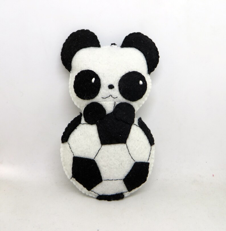 panda plush in a ball Soccer gift handmade gift for her in felt