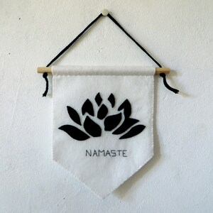 Lotus flower pennant, namaste, welcome sign, yoga wall decoration, felt, handmade, housewarming gift image 4