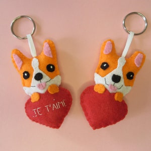 Porte clé corgi, chien en feutrine, fait main, cadeau fête des mères image 9