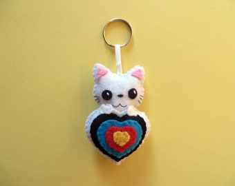 Archery keychain, cat in a target, in felt, handmade, archery charm for quiver