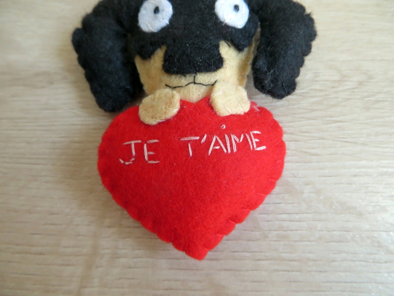 Porte clé chien, teckel, portrait personnalisé animal, en feutrine, fait main, cadeau maman de chien image 6