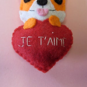 Corgi keychain, cute dog, in felt, handmade, dog lover gift image 7