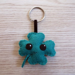 Porte-clef trèfle à 4 feuilles, kawaii, en feutrine, bijou de sac fait main, cadeau porte bonheur vert sapin