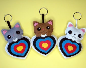 Archery cat ornament, plush for quiver, felt target, handmade, kawaii gift