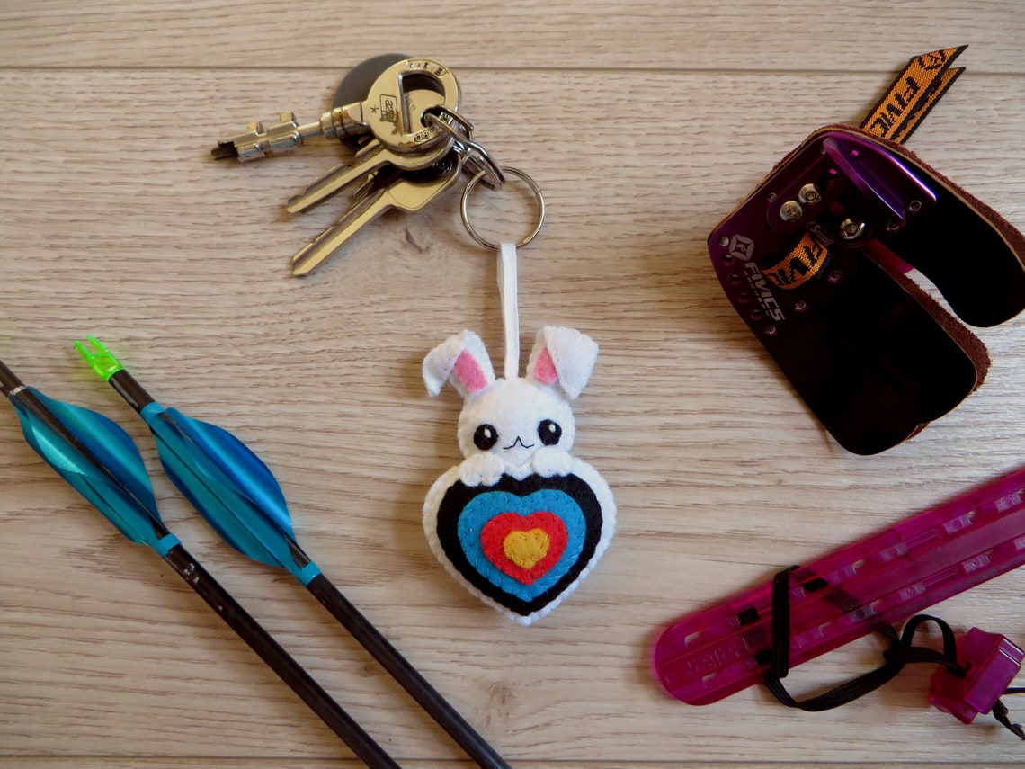 Archery Gift Lucky Charm Keychain Cute Rabbit in a Target Etsy UK