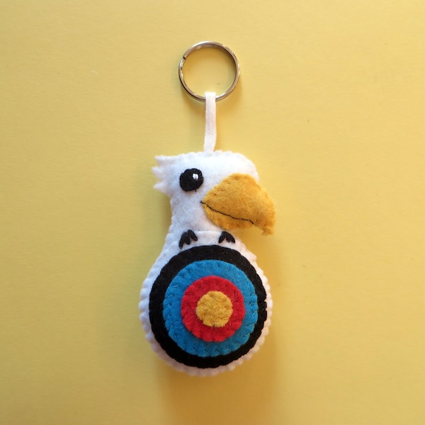 Cadeau tir à l'arc, porte clé cible, aigle kawaii, en feutrine, fait main