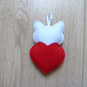 Felt cat in a heart plush love gift kawaii handmade cute image 5