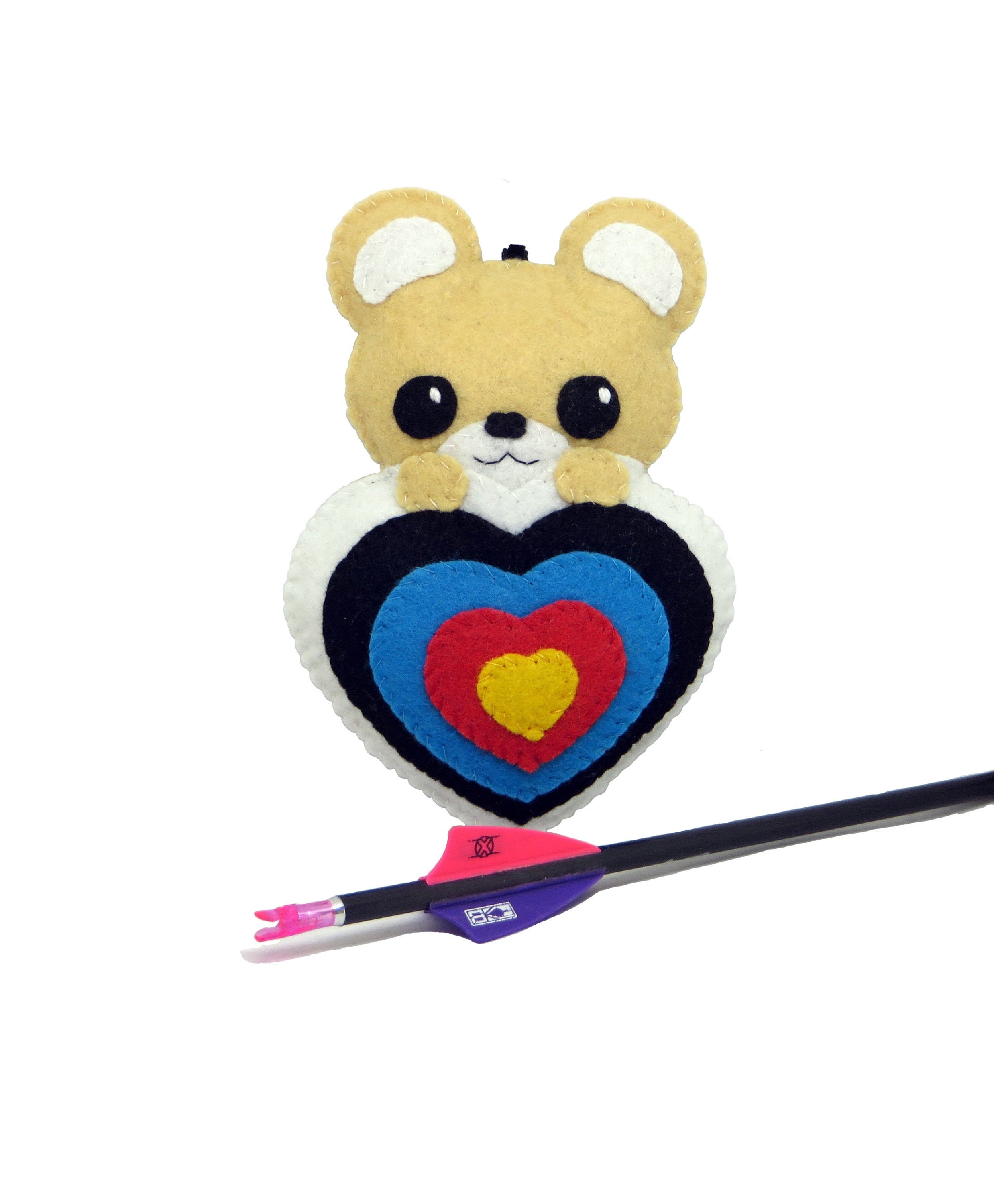 Archery plush bear quiver ornament in felt handmade Etsy
