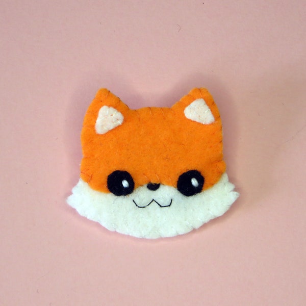 Broche renard, accessoire kawaii, en feutrine, fait main, petit cadeau mignon, plaisir d'offrir made in France