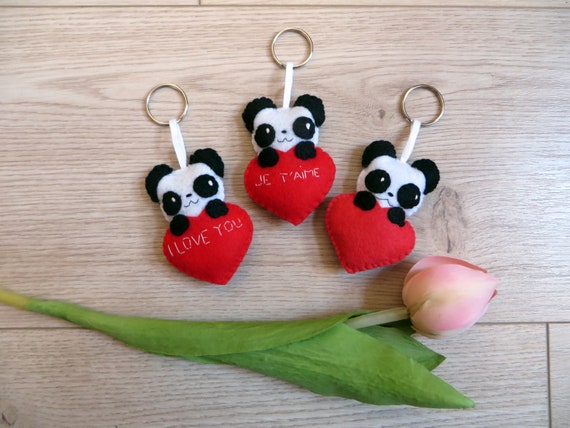 Buy Panda Keychain, Cute, in a Heart, in Felt, Handmade, Lovers Gift Idea  Online in India 