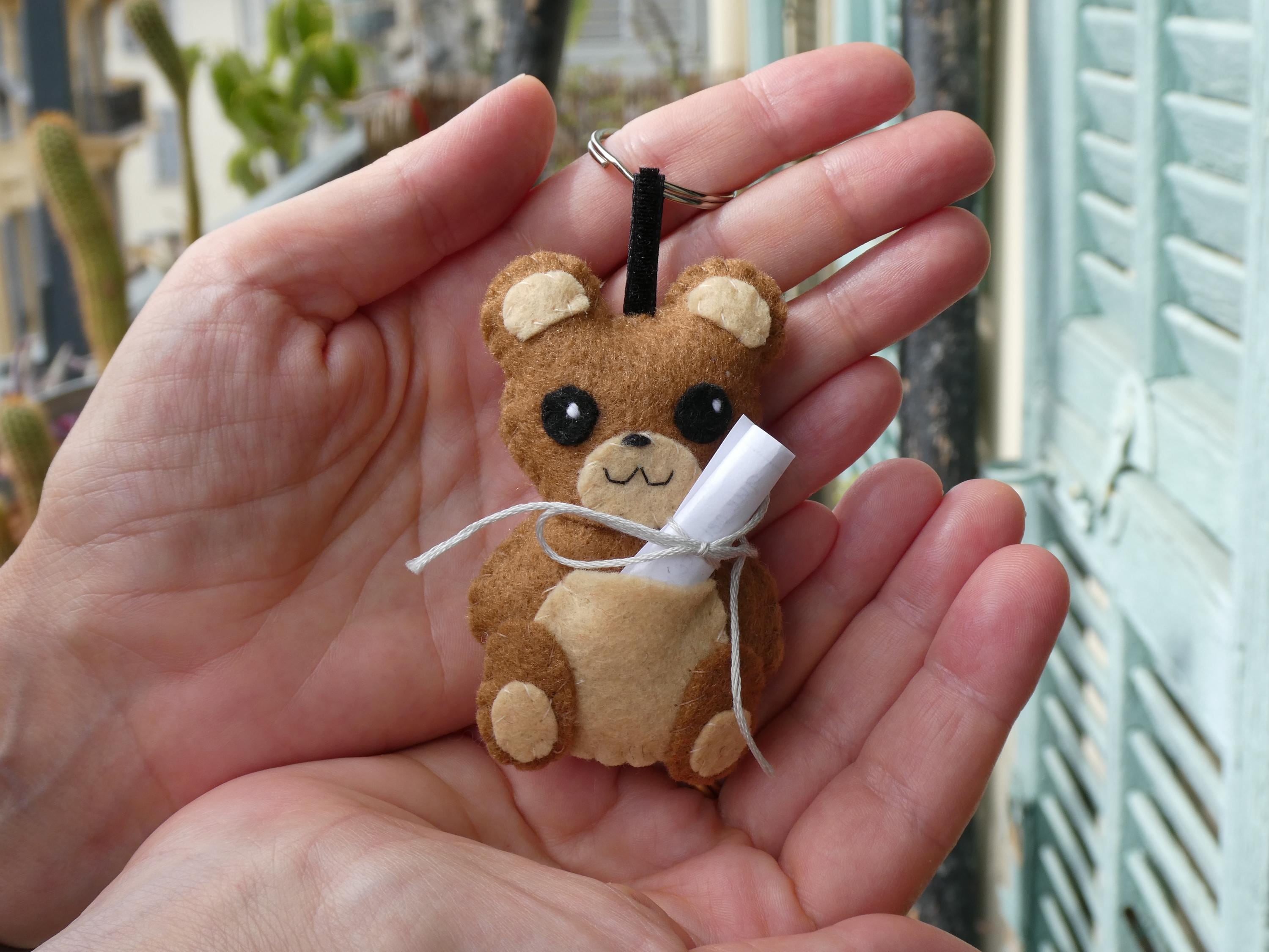 Porte-clés Ours En Peluche Personnalisable – Petit Nounours Avec Texte Et Photo, Pour Sac à Dos Ou Clés, Cadeau Mignon