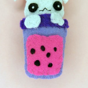 Bubble tea kawaii bunny, adorable felt key ring, handmade bag charm, cute little gift image 8