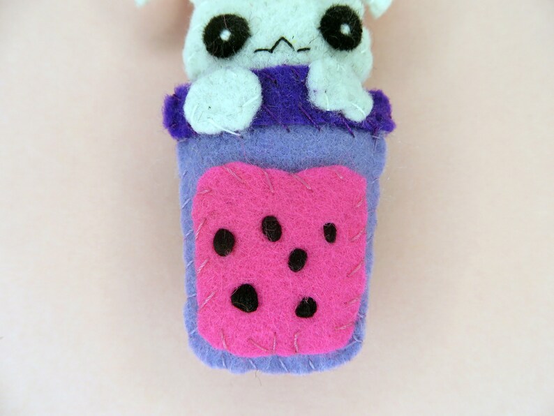 Bubble tea kawaii bunny, adorable felt key ring, handmade bag charm, cute little gift image 8