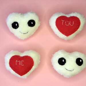 Pocket hugs, two small heart plushes, with you and me embroidery, kawaii, couple gift image 8