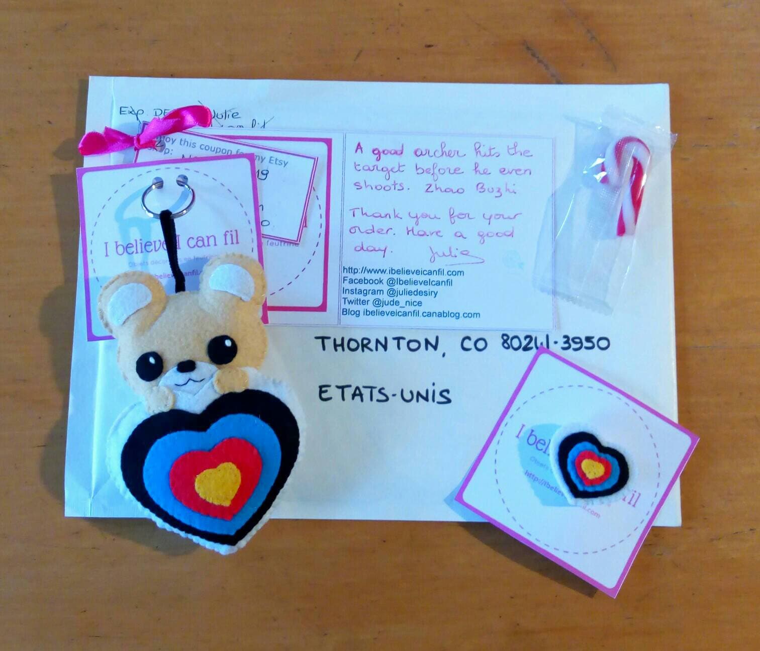 Archery plush bear quiver ornament in felt handmade Etsy