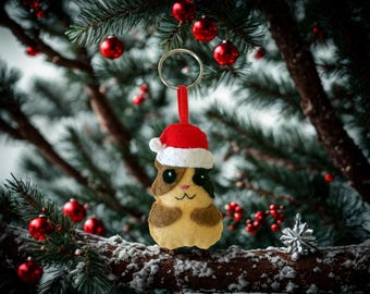 Filtjulgransdekoration, kawaiihamster med röd hatt