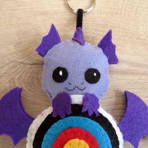Dragon plush, archery gift, in a target heart, in felt, quiver charm image 6