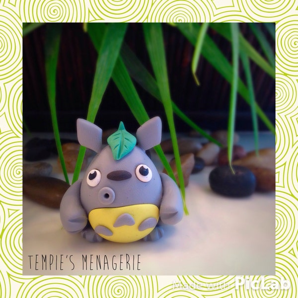 Handmade Polymer Clay Totoro figurine 2" by Tempie's Menagerie