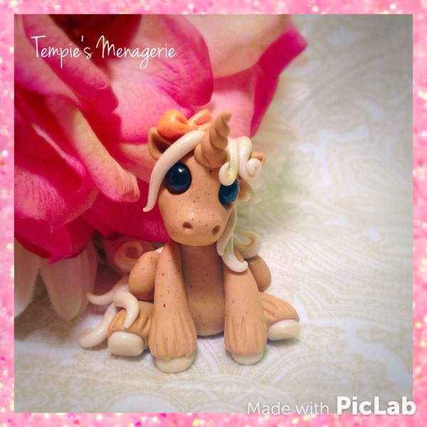 Adorable Unicorn custom polymer clay Miniature Carrot Cake Dessert pony horse figurine by Tempies Menagerie