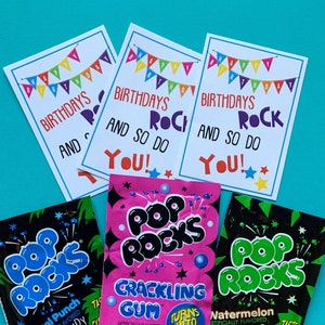 DESCARGA INSTANTE para regalos de cumpleaños Etiquetas Etiquetas Pegatinas Maestros Escuela Ven Sígueme Clase Pop Rocks Candy Gram
