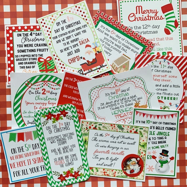 12 Days of Christmas Printable Tags Secret Santa Labels for Teachers Friends Family Work Classroom Gifts School Marci Coombs SET 4