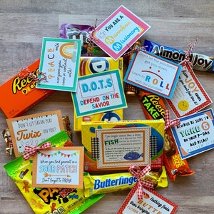 DOWNLOAD INSTANTÂNEO Doces Missionários Gramas Imprimíveis Etiquetas Guloseimas Barras de Chocolate Irmã Mais Velha Chamada para Servir Pacote de Cuidados Dia dos Namorados Chocolate