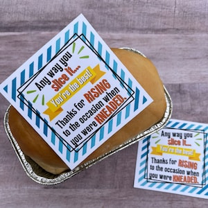 SOFORTIGER DOWNLOAD Brot Tags Danke Wertschätzung Ausdrucke Geschenke Leckereien Lehrer Karten Führung Danke Mitarbeiter Banane geknetet Volunteer