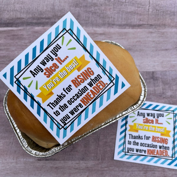 INSTANT DOWNLOAD Bread Tags Thanks Appreciation Printables Gifts Treats Teacher Cards Leadership Thank You Employee Banana Kneaded Volunteer