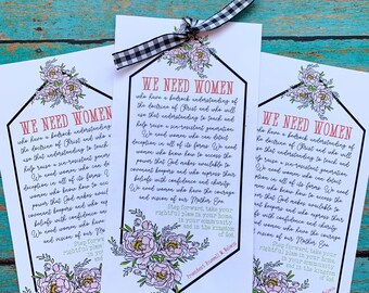 INSTANT DOWNLOAD Russell M Nelson We Need Women Ministering Relief Society Tags Bookmarks Cards Gift LDS Printables Birthday Young Women