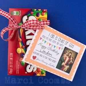 プライマリー誕生日プレゼントの即時ダウンロード タグ ラベル ステッカー LDS 私は神の子です モルモン サンビーム 勇敢なクラス テーマ キャンディー