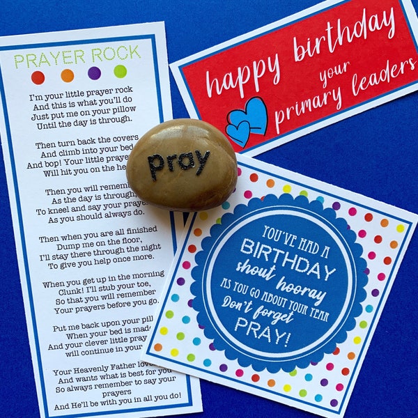 INSTANT DOWNLOAD for Primary Birthday Gifts Prayer Rock Poem Tags Labels Stickers LDS Come Follow Me Mormon Sunbeams Valiant Classes Ctr