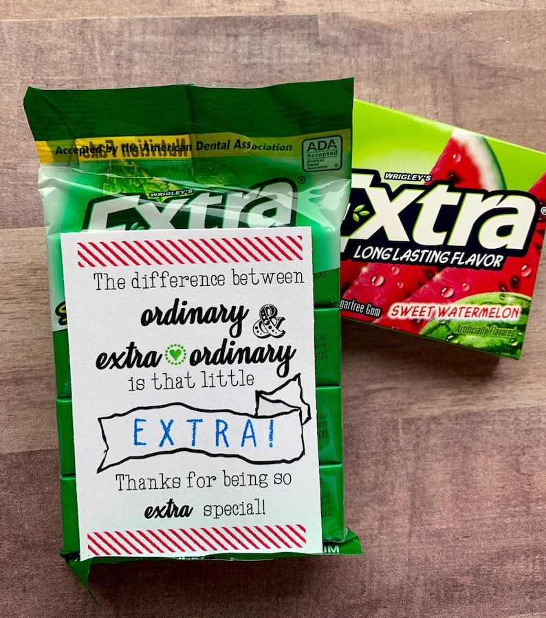 INSTANT DOWNLOAD Extra Gum Appreciation Printables Thank You image 1